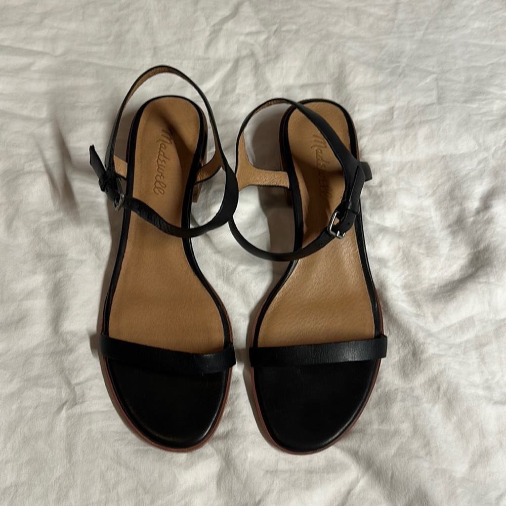 Madewell Louise leather minimal sandal in black leather